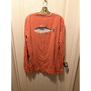 Coastal Cotton Men's Original Tuna Fish Long Sleeve T-Shirt Coral Size L